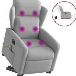 vidaXL elektrisk massagestol med løftefunktion stof skygrå
