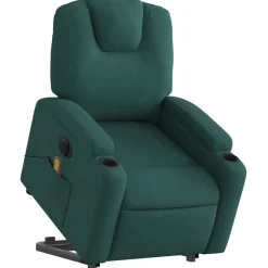 vidaXL elektrisk massagestol med løftefunktion stof mørkegrøn