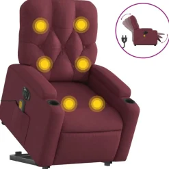 vidaXL elektrisk massagestol med løftefunktion stof vinrød