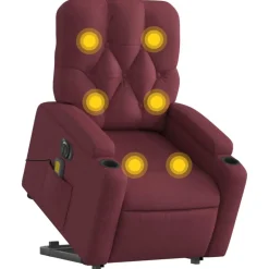 vidaXL elektrisk massagestol med løftefunktion stof vinrød