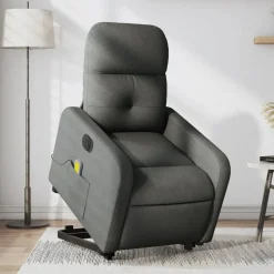 vidaXL elektrisk massagestol med løftefunktion stof mørkegrå