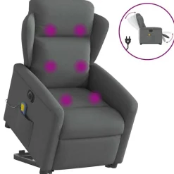 vidaXL elektrisk massagestol med løftefunktion stof mørkegrå
