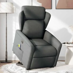 vidaXL elektrisk massagestol med løftefunktion stof mørkegrå
