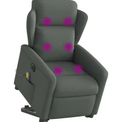 vidaXL elektrisk massagestol med løftefunktion stof mørkegrå