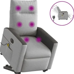 vidaXL elektrisk massagestol med løftefunktion stof skygrå