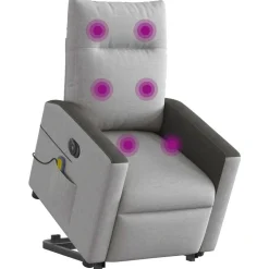 vidaXL elektrisk massagestol med løftefunktion stof skygrå