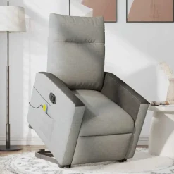 vidaXL elektrisk massagestol med løftefunktion stof skygrå