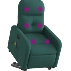 vidaXL elektrisk massagestol med løftefunktion stof mørkegrøn