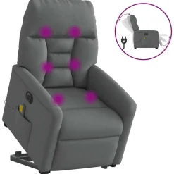 vidaXL elektrisk massagestol med løftefunktion stof mørkegrå