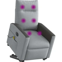 vidaXL elektrisk massagestol med løftefunktion stof lysegrå
