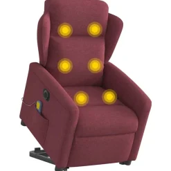 vidaXL elektrisk massagestol med løftefunktion stof vinrød