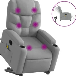 vidaXL elektrisk massagestol med løftefunktion stof lysegrå