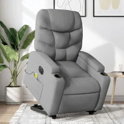 vidaXL elektrisk massagestol med løftefunktion stof lysegrå