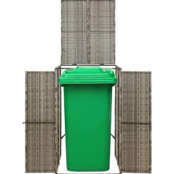 vidaXL enkelt skraldespandsskjuler 70x80x117 cm polyrattan grå