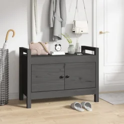 vidaXL entrébænk 80x40x60 cm massivt fyrretræ grå