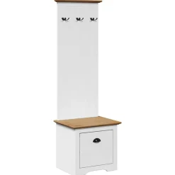 vidaXL entréskab med kroge BODO 50x40x157 cm hvid og brun