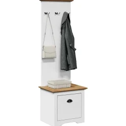 vidaXL entréskab med kroge BODO 50x40x157 cm hvid og brun