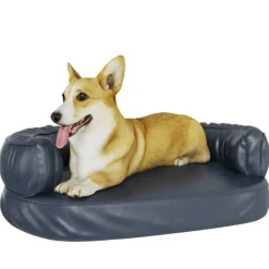 vidaXL ergonomisk hundeseng 60x42 cm skum og kunstlæder mørkeblå