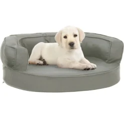 vidaXL ergonomisk hundeseng 60x42 cm hør-look grå
