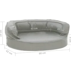 vidaXL ergonomisk hundeseng 60x42 cm hør-look grå