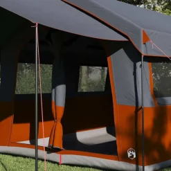 vidaXL Familietelt til 4 personer Grå og orange 324 x 255 x 230 cm