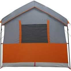 vidaXL Familietelt til 4 personer Grå og orange 324 x 255 x 230 cm