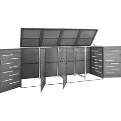 vidaXL firedobbelt skraldespandsskjuler 276,5x77,5x112,5 rustfrit stål