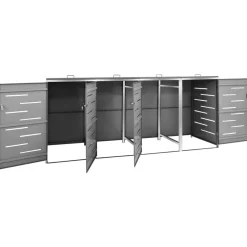 vidaXL firedobbelt skraldespandsskjuler 276,5x77,5x112,5 rustfrit stål