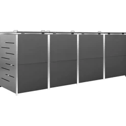 vidaXL firedobbelt skraldespandsskjuler 276,5x77,5x112,5 rustfrit stål