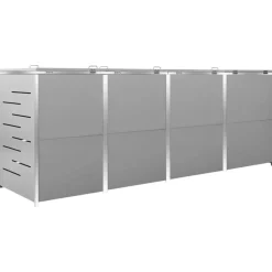 vidaXL firedobbelt skraldespandsskjuler 276,5x77,5x112,5 rustfrit stål