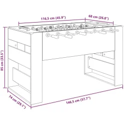 vidaXL Fodboldbord BetonGrå 146,5 x 74 x 85 cm Konstrueret træ