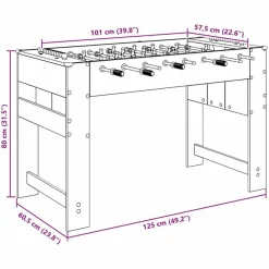 vidaXL Fodboldbord Røget eg 125 x 60,5 x 80 cm Konstrueret træ