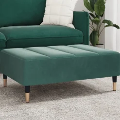 vidaXL fodskammel 77x55x31 cm velour mørkegrøn