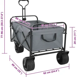vidaXL Foldbar håndvogn Grå 89 x 63 x 96 cm Stål og Polyester Oxford