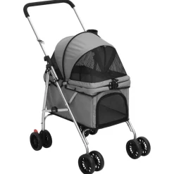vidaXL foldbar hundeklapvogn 76x50x100 cm oxfordstof grå