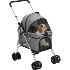 vidaXL foldbar hundeklapvogn 76x50x100 cm oxfordstof grå