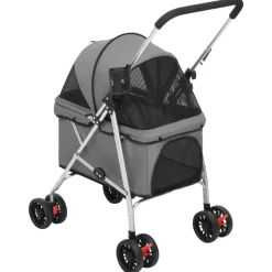 vidaXL foldbar hundeklapvogn 76x50x100 cm oxfordstof grå