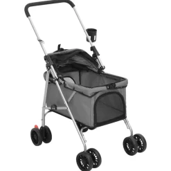 vidaXL foldbar hundeklapvogn 76x50x100 cm oxfordstof grå