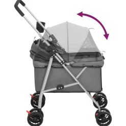 vidaXL foldbar hundeklapvogn 76x50x100 cm oxfordstof grå