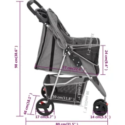 vidaXL foldbar hundeklapvogn 80x46x98 cm oxfordstof grå