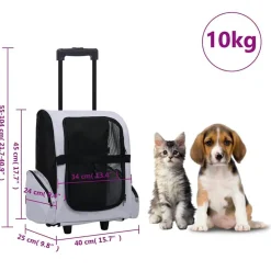 vidaXL foldbar kæledyrstrolley multifunktionel grå