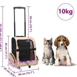 vidaXL foldbar kæledyrsvogn multifunktionel beige