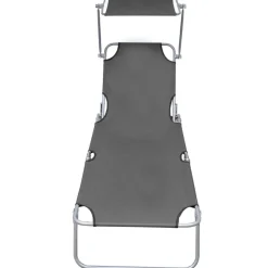 vidaXL foldbar liggestol med baldakin aluminium grå