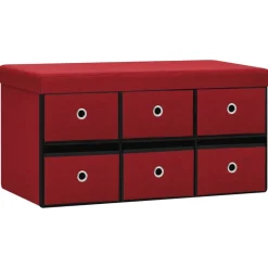 vidaXL foldbar opbevaringsbænk 76x38x38 cm kunstlærred vinrød