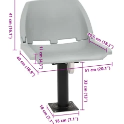 vidaXL foldbart bådsædesæt 2 dele 48x51x41 cm uden pude grå
