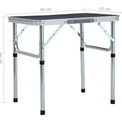 vidaXL foldbart campingbord 60x45 cm aluminium grå