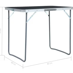 vidaXL foldbart campingbord med metalstel 80 x 60 cm grå