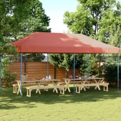 vidaXL foldbart pop up-festtelt 580x292x315 cm terracotta