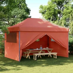 vidaXL foldbart pop-up festtelt med 4 sidevægge terracotta