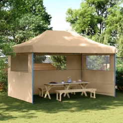 vidaXL foldbart pop-up festtelt med 3 sidevægge beige